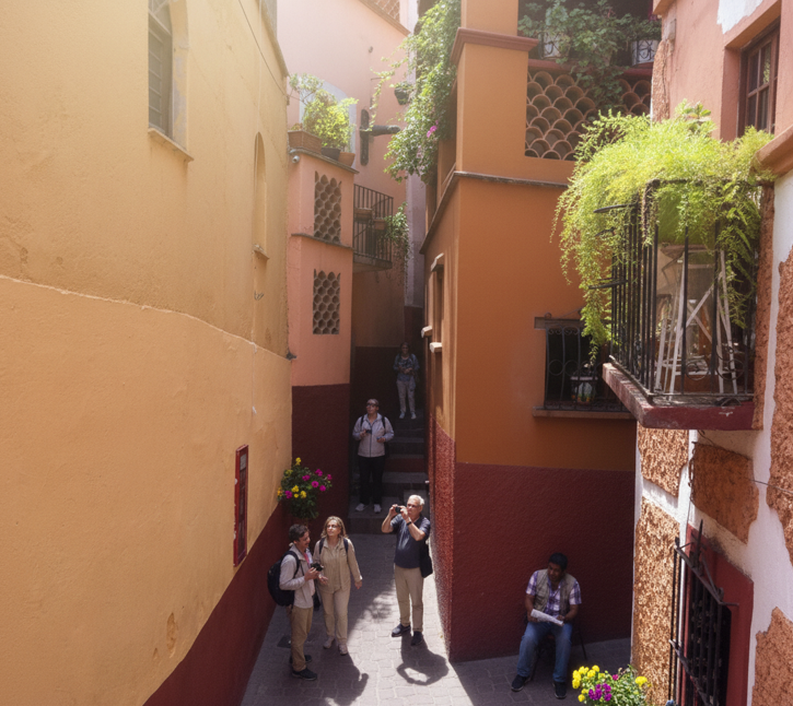 The Legend of Callejón del Beso and father's curse Callejón del Beso with tourists